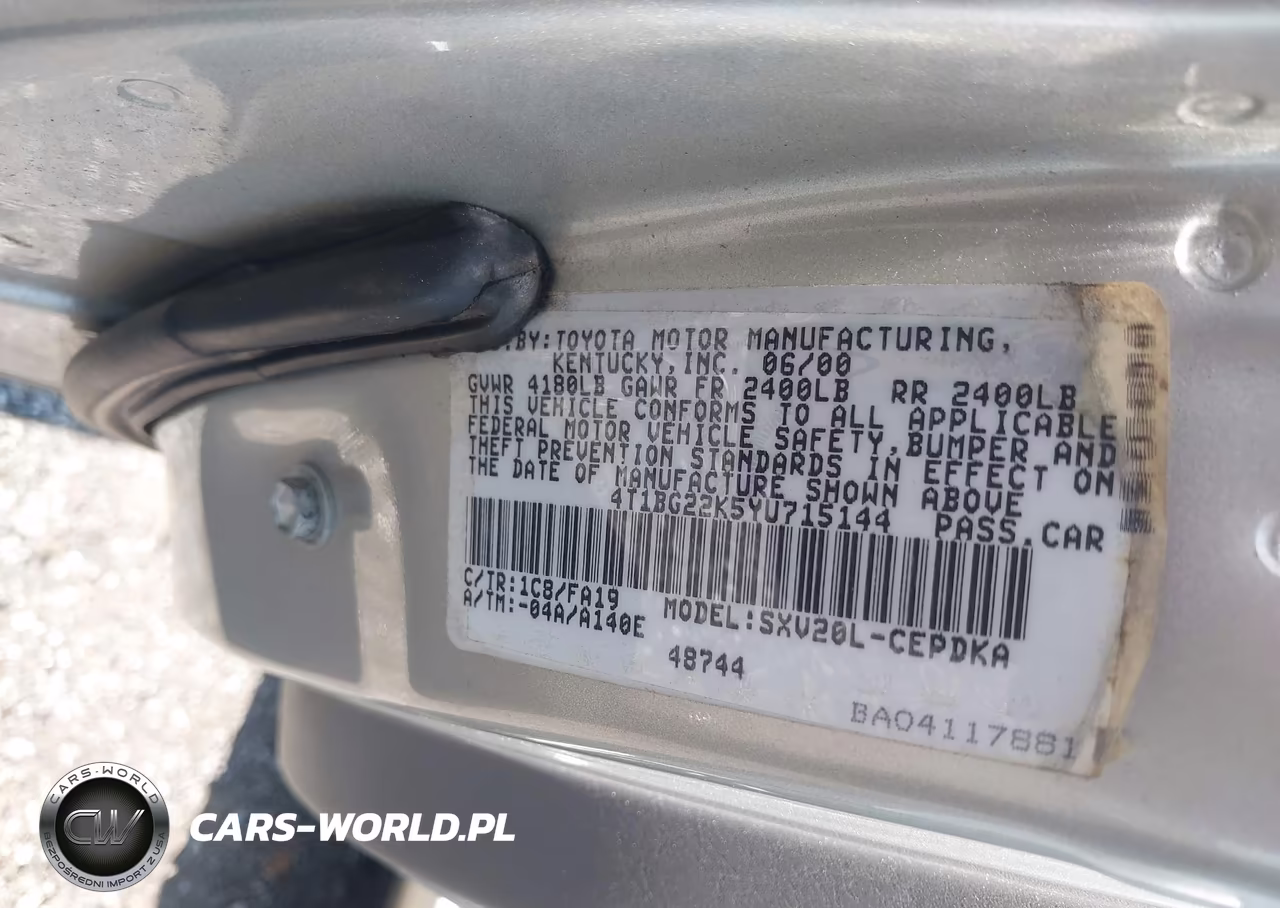 2000 Toyota Camry Ce VIN:4T1BG22K5YU715144 - 9
