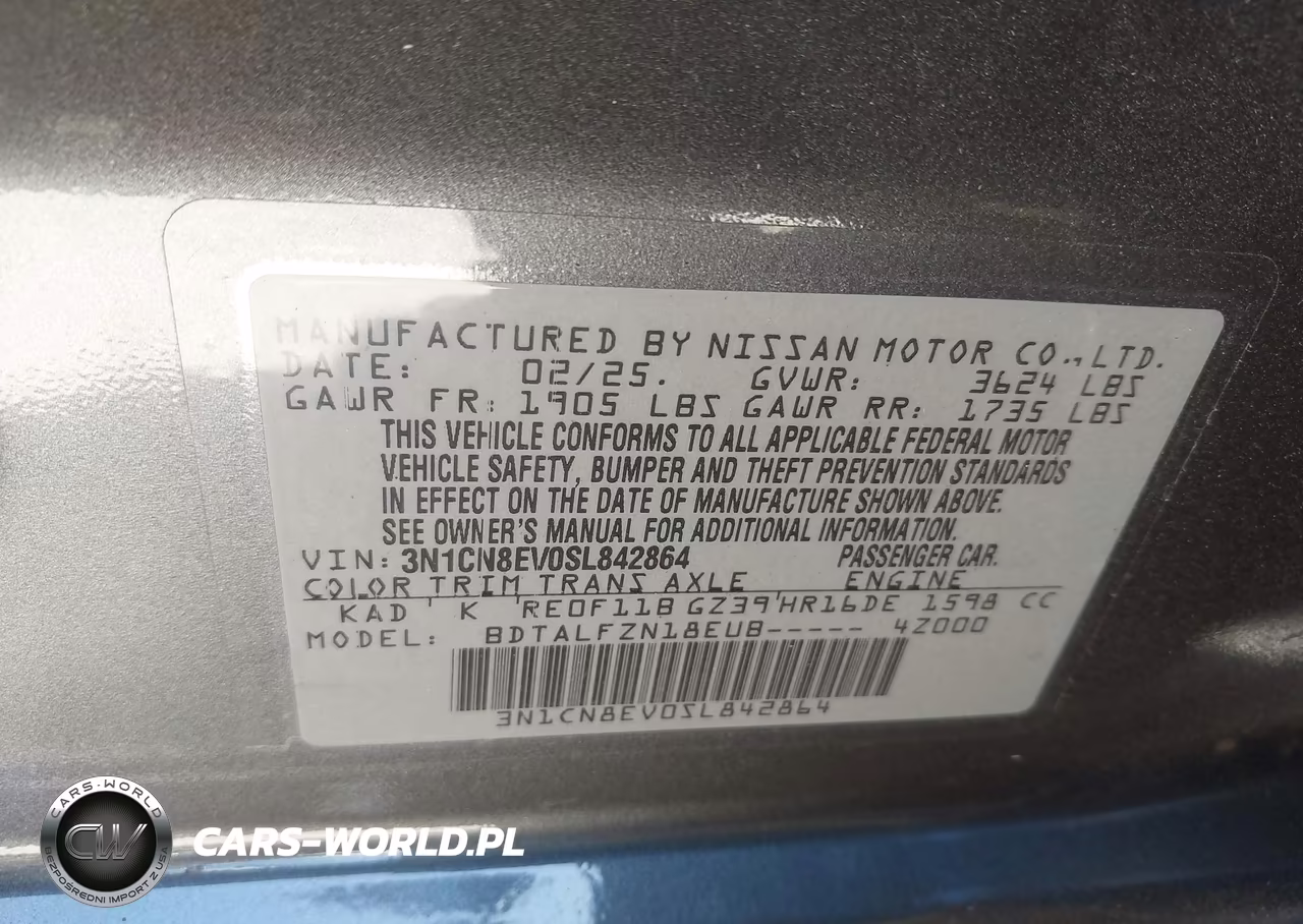 2025 Nissan Versa 1.6 Sv VIN:3N1CN8EV0SL842864 - 9