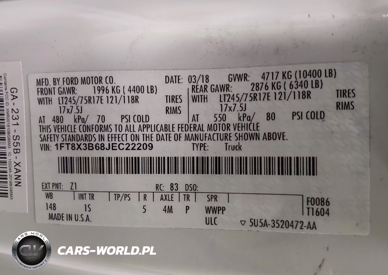 2018 Ford F-350 Xl VIN:1FT8X3B68JEC22209 - 9
