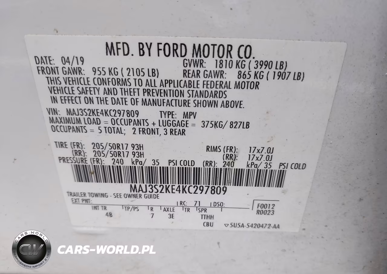 2019 Ford Ecosport Titanium VIN:MAJ3S2KE4KC297809 - 9