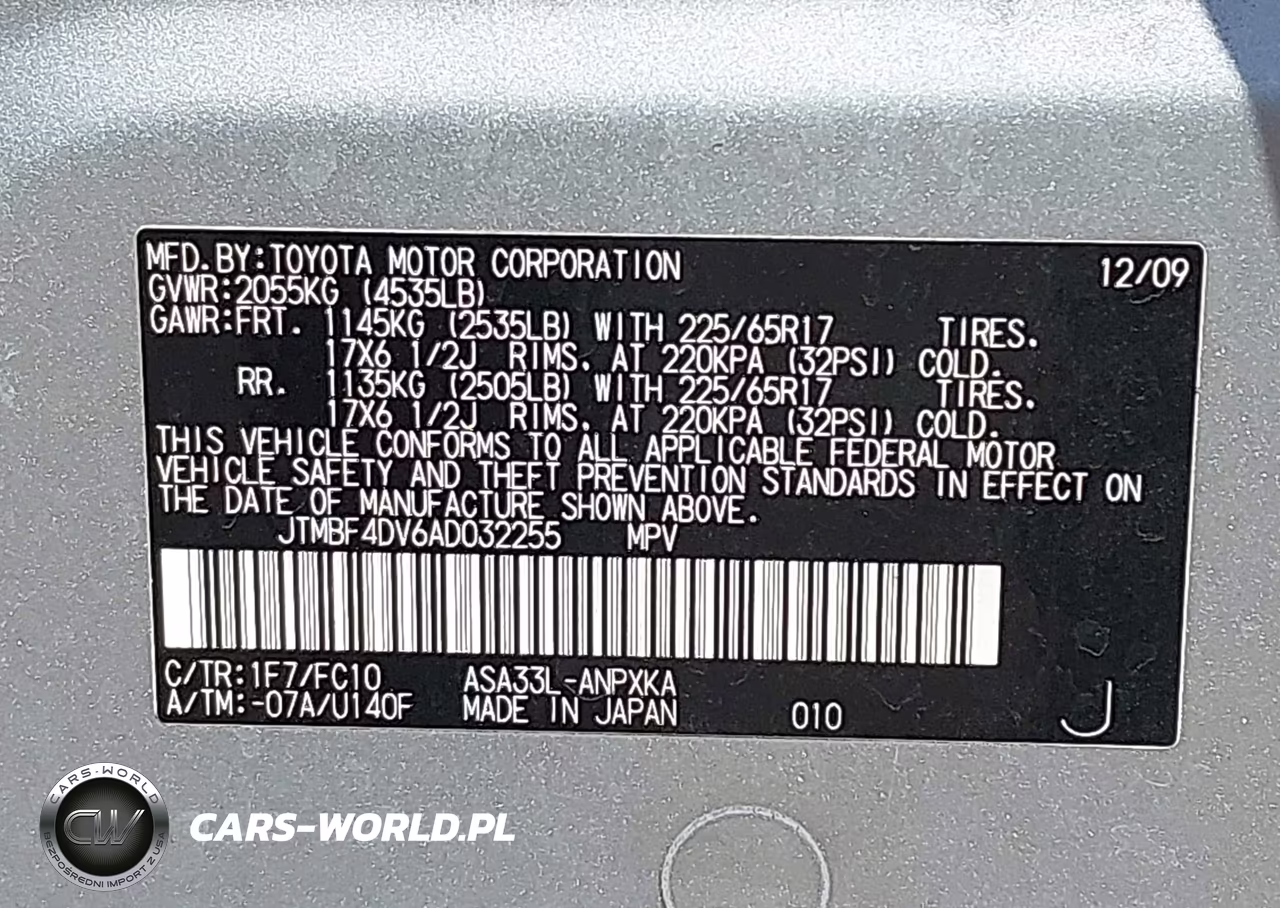 2010 Toyota Rav4 VIN:JTMBF4DV6AD032255 - 9