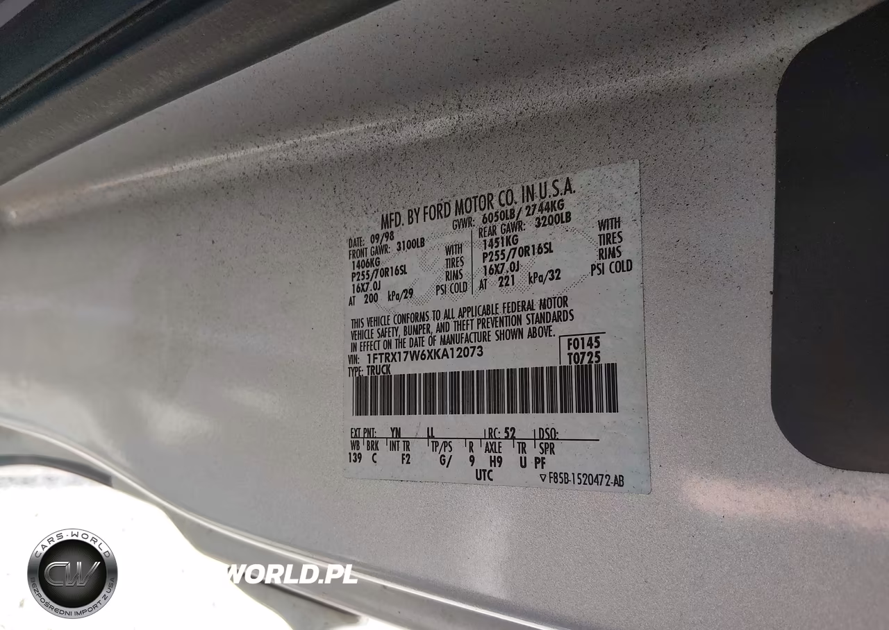 1999 Ford F-150 Lariat-Work Series-Xl-Xlt VIN:1FTRX17W6XKA12073 - 9