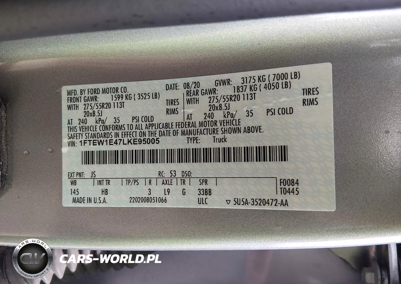 2020 Ford F-150 Lariat VIN:1FTEW1E47LKE95005 - 9