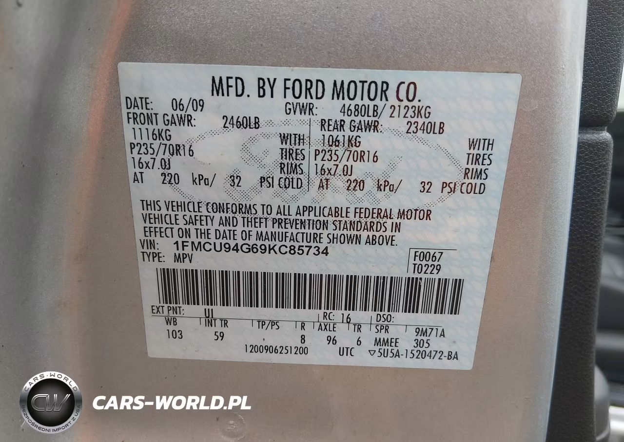 2009 Ford Escape Limited VIN:1FMCU94G69KC85734 - 9