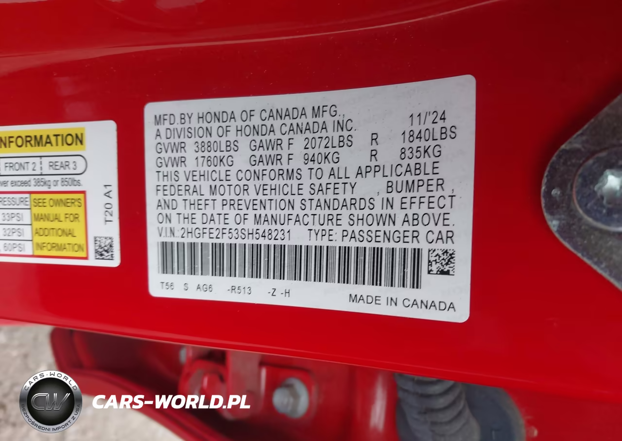 2025 Honda Civic Sport VIN:2HGFE2F53SH548231 - 9