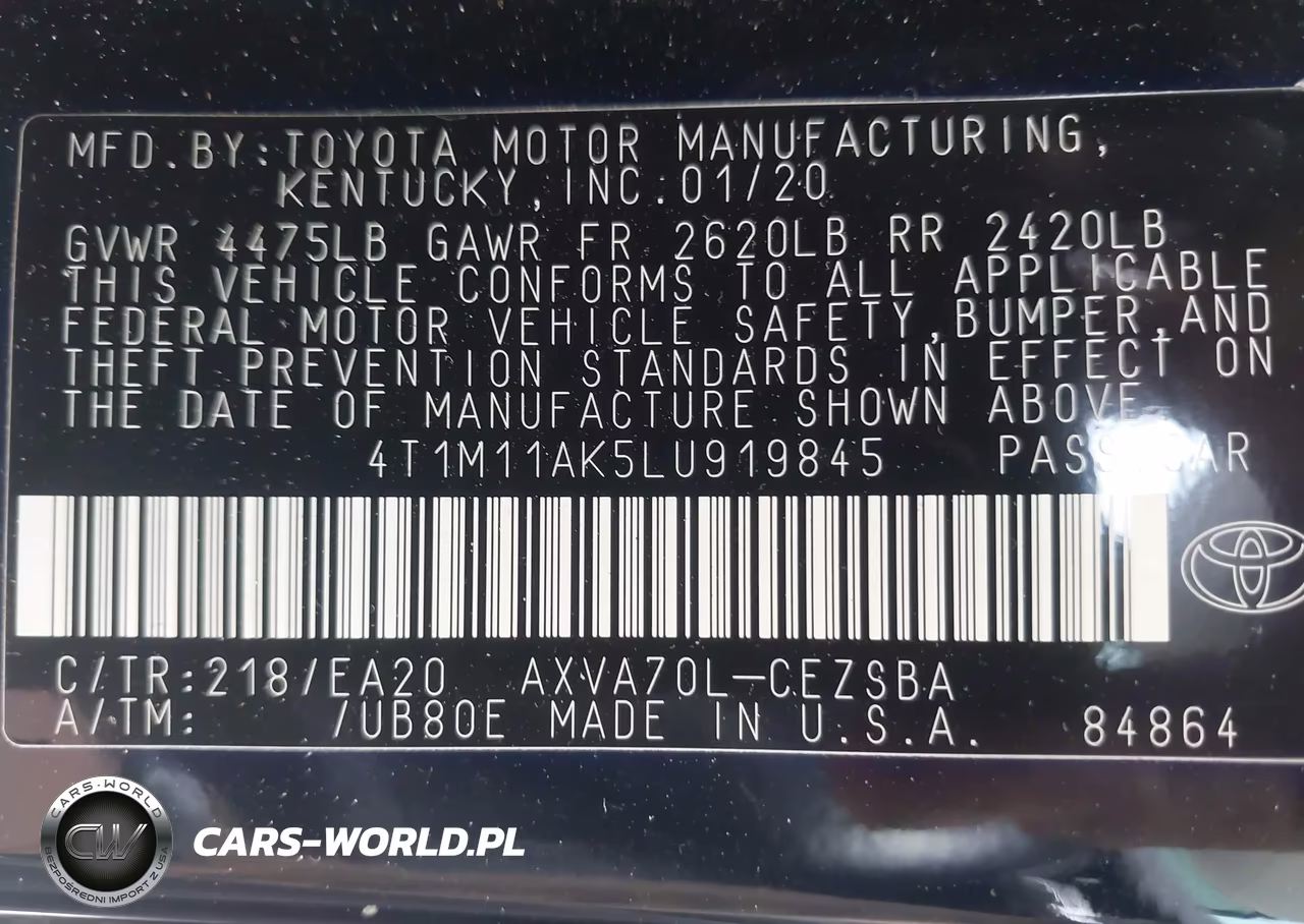 2020 Toyota Camry Se VIN:4T1M11AK5LU919845 - 9