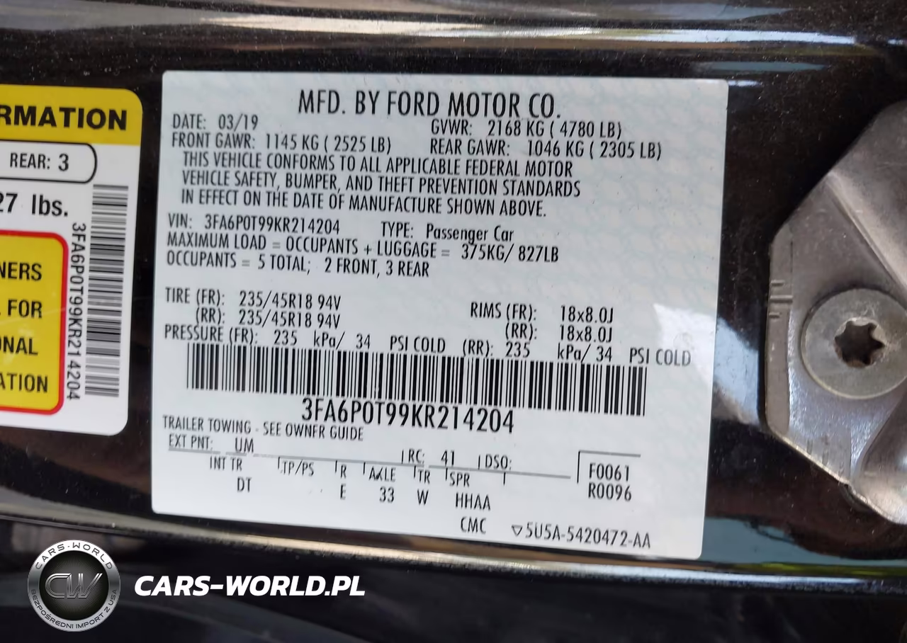 2019 Ford Fusion Se VIN:3FA6P0T99KR214204 - 9