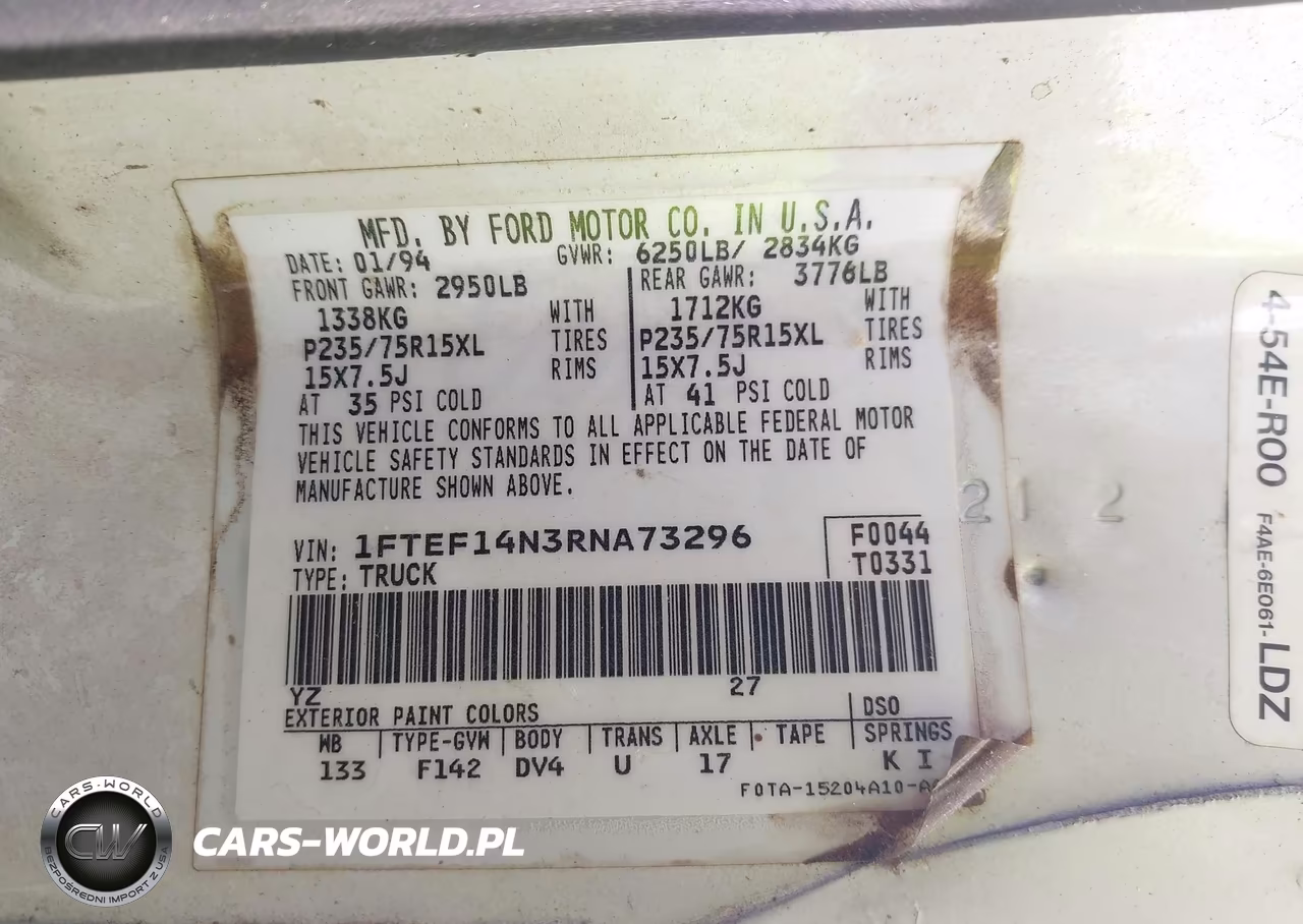 1994 Ford F150 VIN:1FTEF14N3RNA73296 - 9