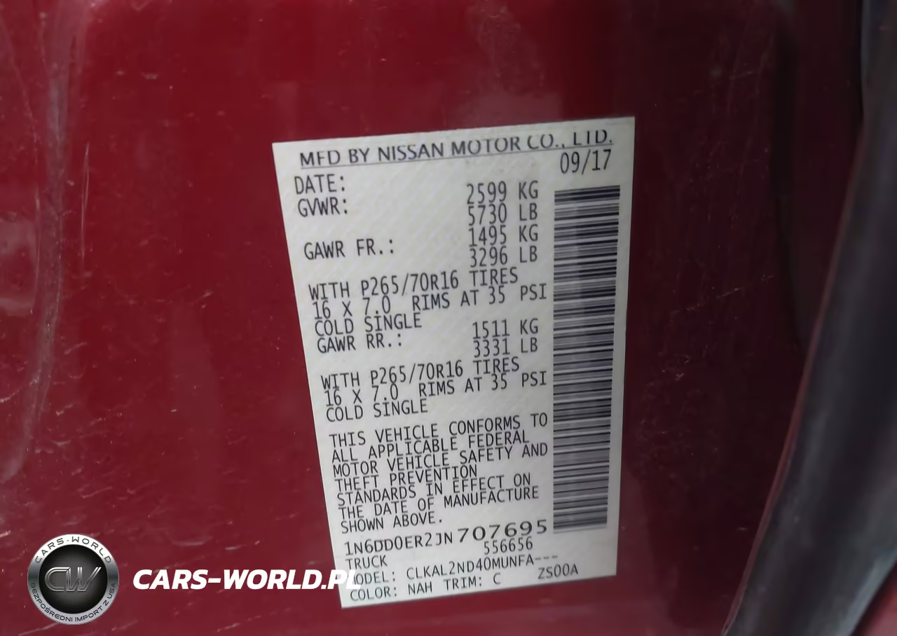 2018 Nissan Frontier Sv VIN:1N6DD0ER2JN707695 - 9