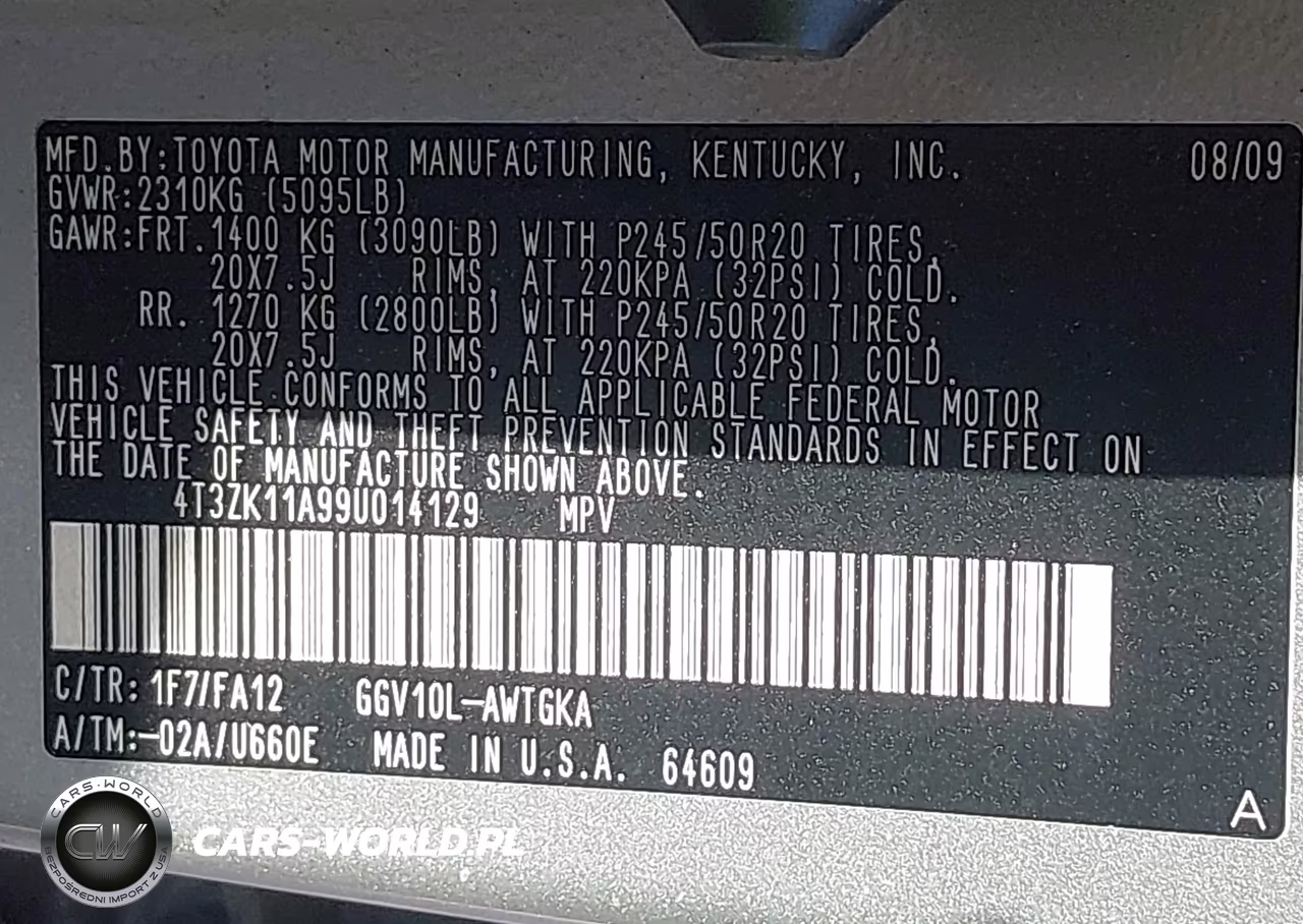 2009 Toyota Venza Base V6 VIN:4T3ZK11A99U014129 - 9