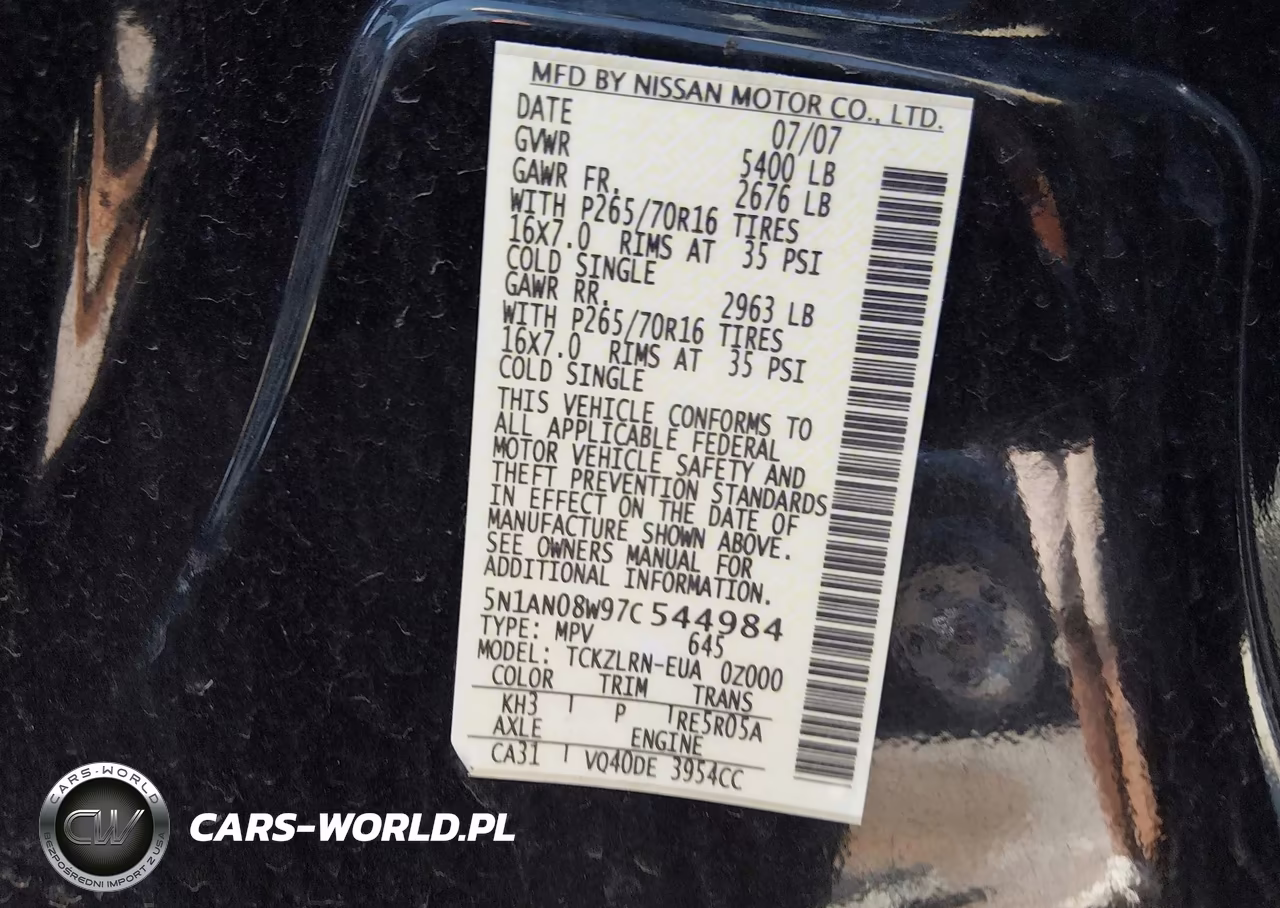 2007 Nissan Xterra S VIN:5N1AN08W97C544984 - 9