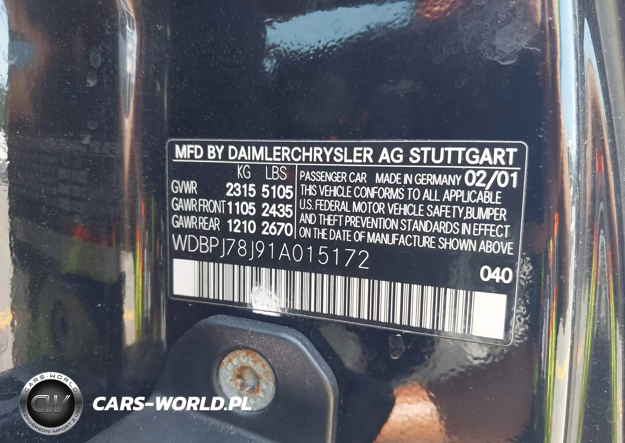 2001 Mercedes-Benz Cl 600 VIN:WDBPJ78J91A015172 - 9