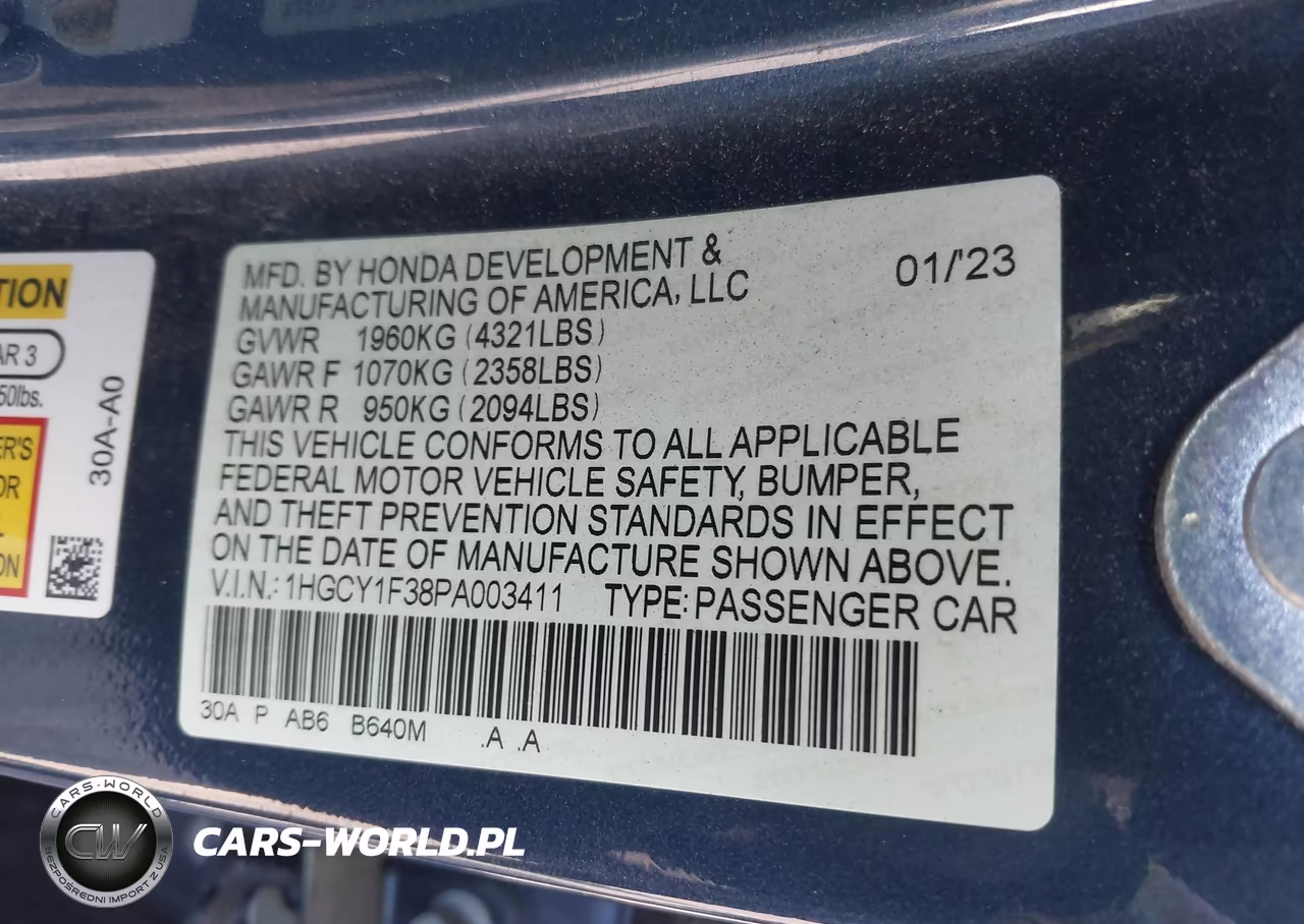 2023 Honda Accord Ex VIN:1HGCY1F38PA003411 - 9