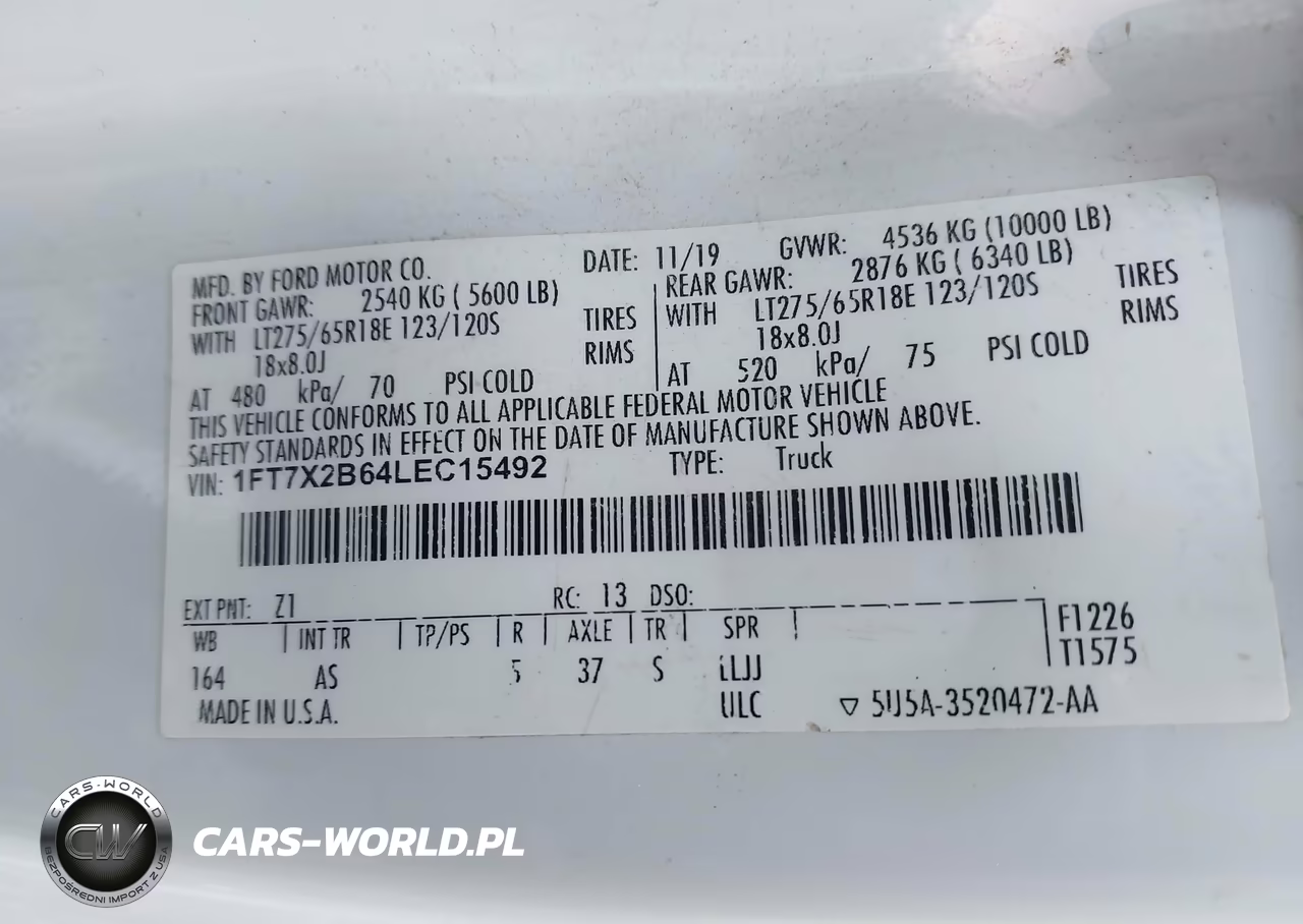 2020 Ford F-250 Xl VIN:1FT7X2B64LEC15492 - 9