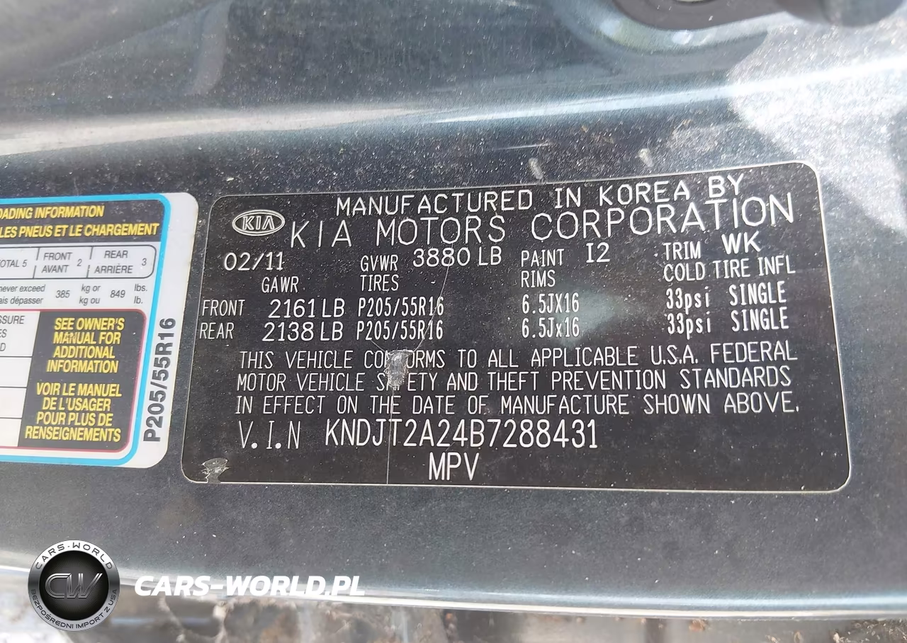 2011 Kia Soul + VIN:KNDJT2A24B7288431 - 9
