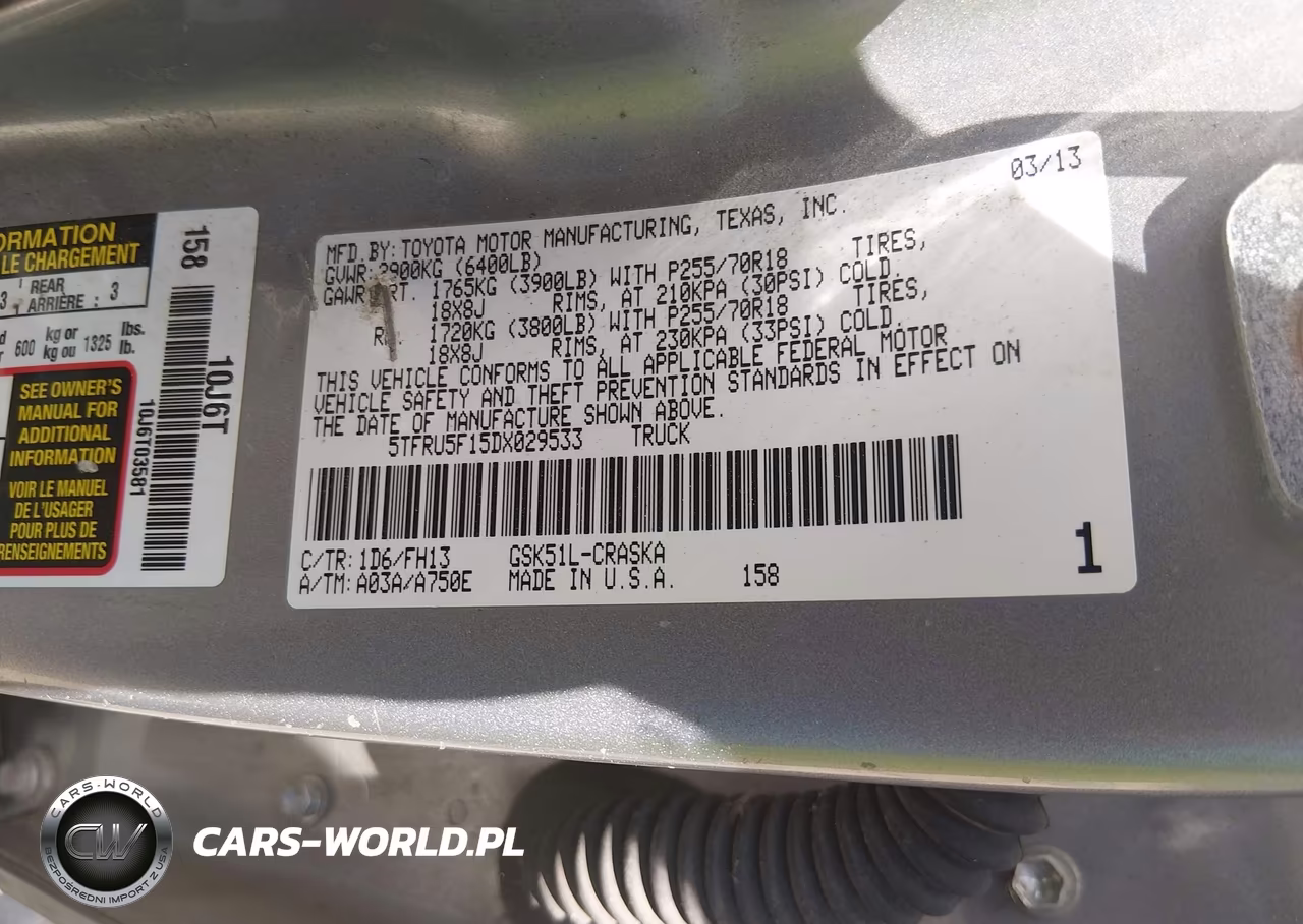 2013 Toyota Tundra Grade V6 VIN:5TFRU5F15DX029533 - 9
