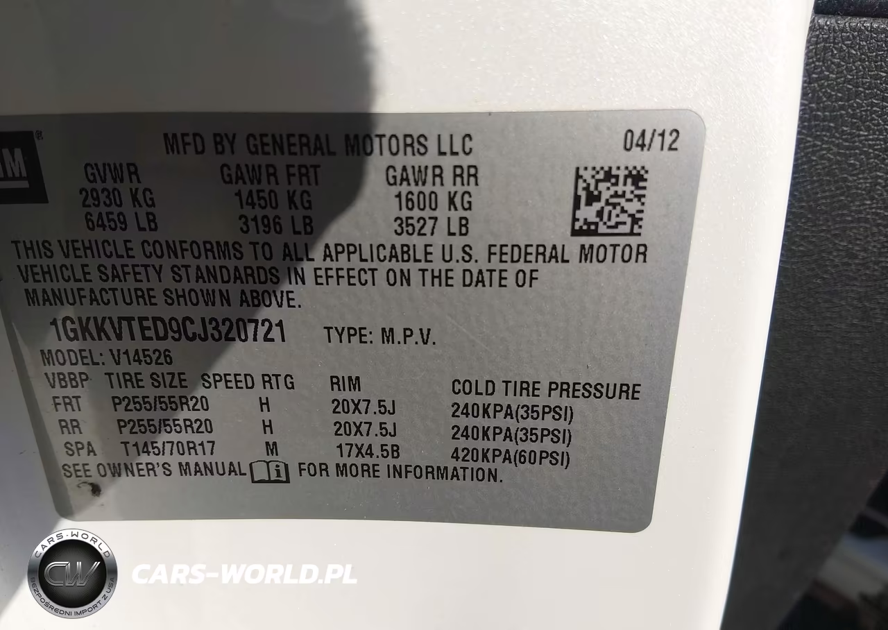 2012 GMC Acadia Denali VIN:1GKKVTED9CJ320721 - 9