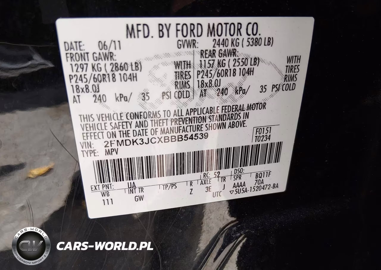 2011 Ford Edge Sel VIN:2FMDK3JCXBBB54539 - 9