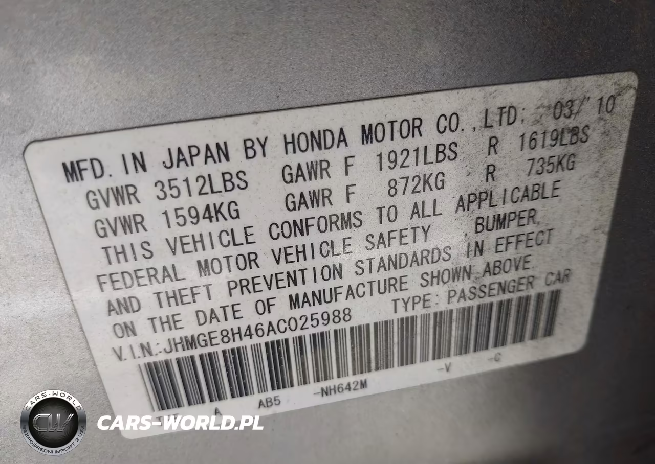 2010 Honda Fit Sport VIN:JHMGE8H46AC025988 - 9