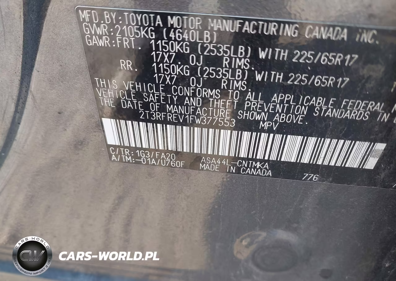 2015 Toyota Rav4 Xle VIN:2T3RFREV1FW377553 - 9