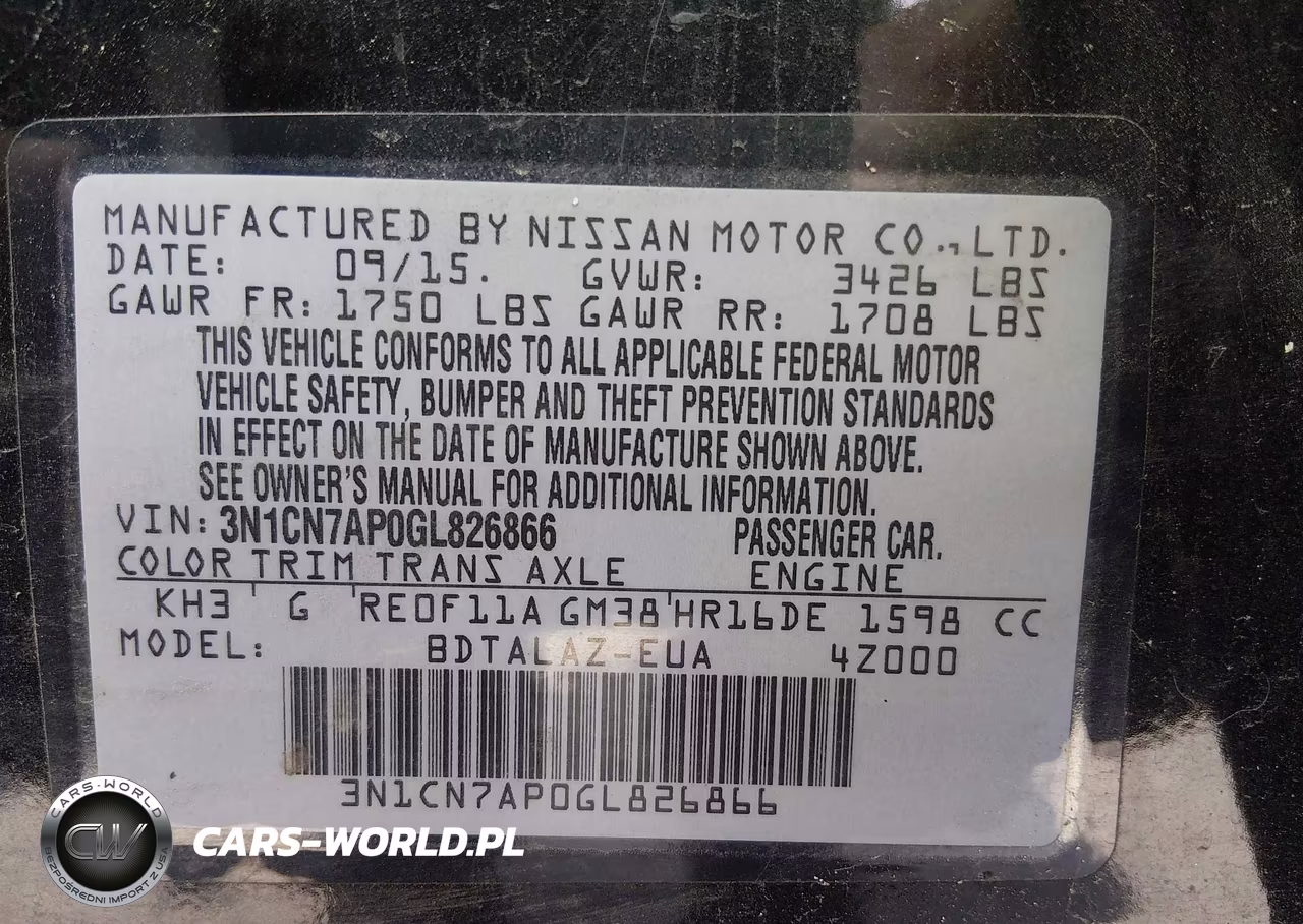 2016 Nissan Versa 1.6 S+ VIN:3N1CN7AP0GL826866 - 9