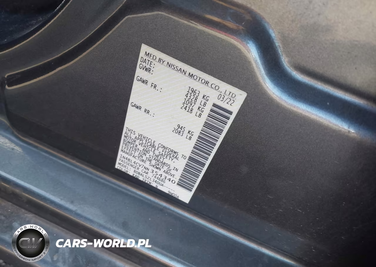 2022 Nissan Altima Sr Fwd VIN:1N4BL4CV7NN354340 - 9