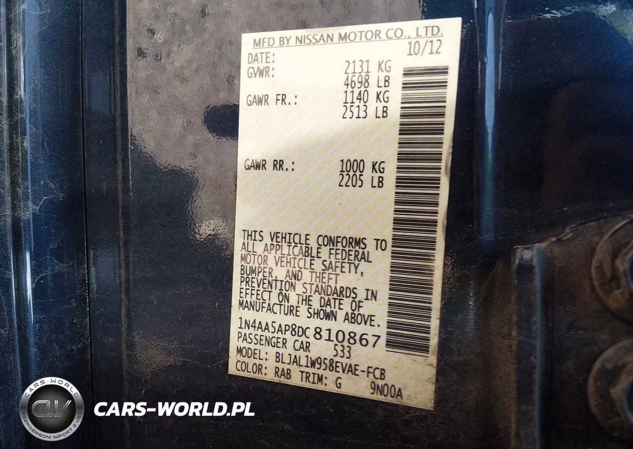 2013 Nissan Maxima 3.5 Sv VIN:1N4AA5AP8DC810867 - 9