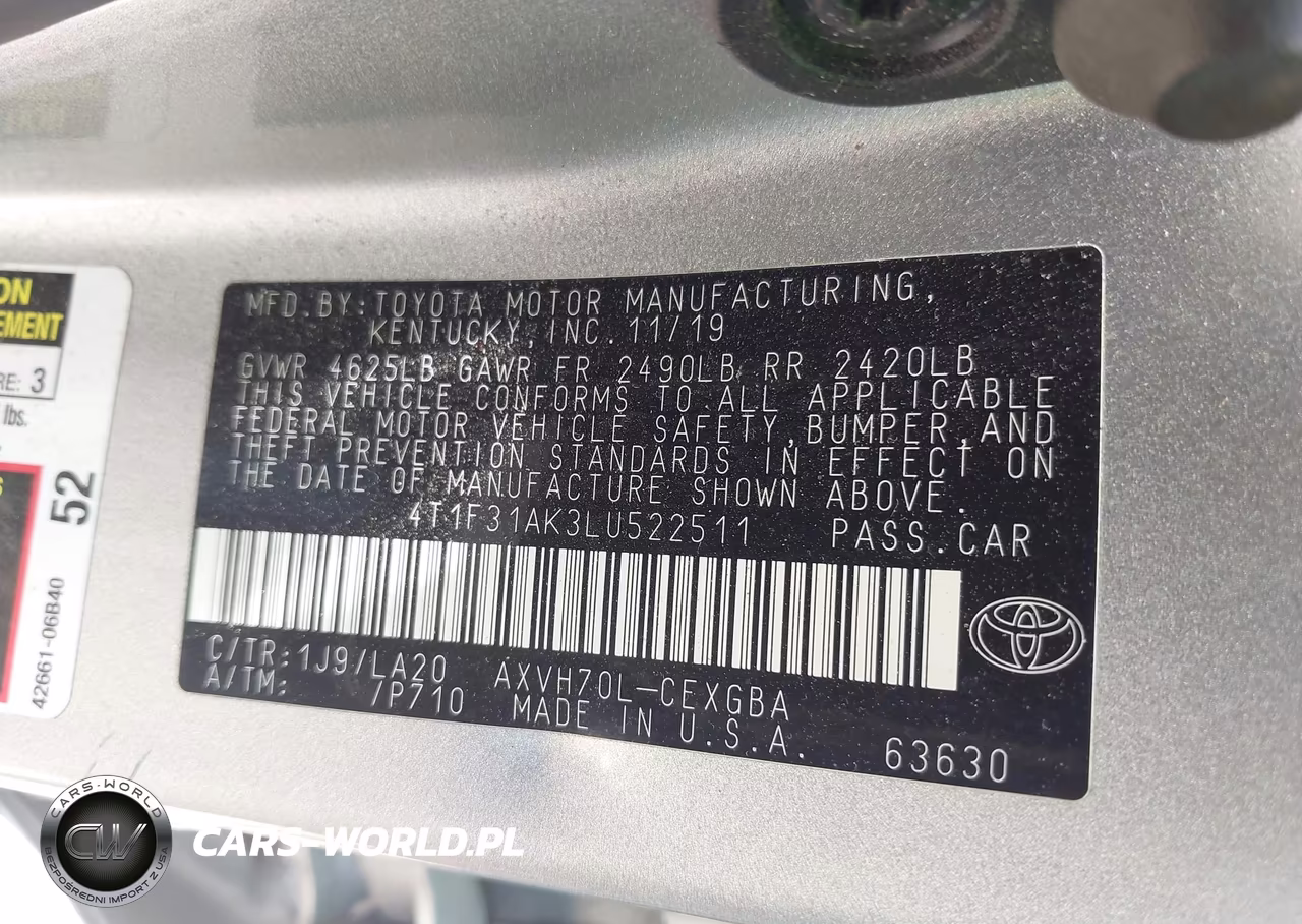 2020 Toyota Camry Xle Hybrid VIN:4T1F31AK3LU522511 - 9