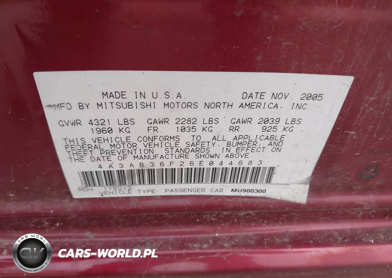 2006 Mitsubishi Galant Es-Se VIN:4A3AB36F26E044683 - 9