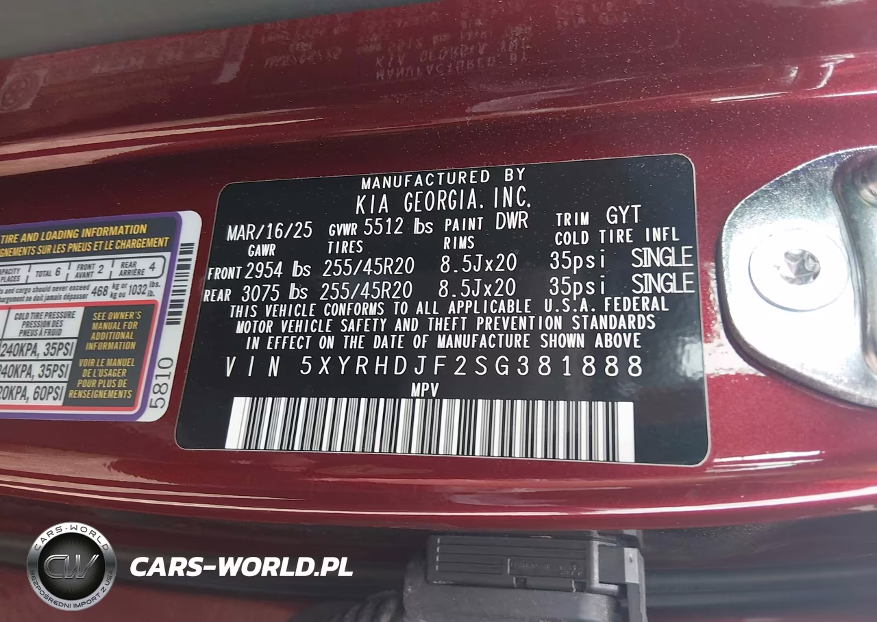 2025 Kia Sorento Ex VIN:5XYRHDJF2SG381888 - 9