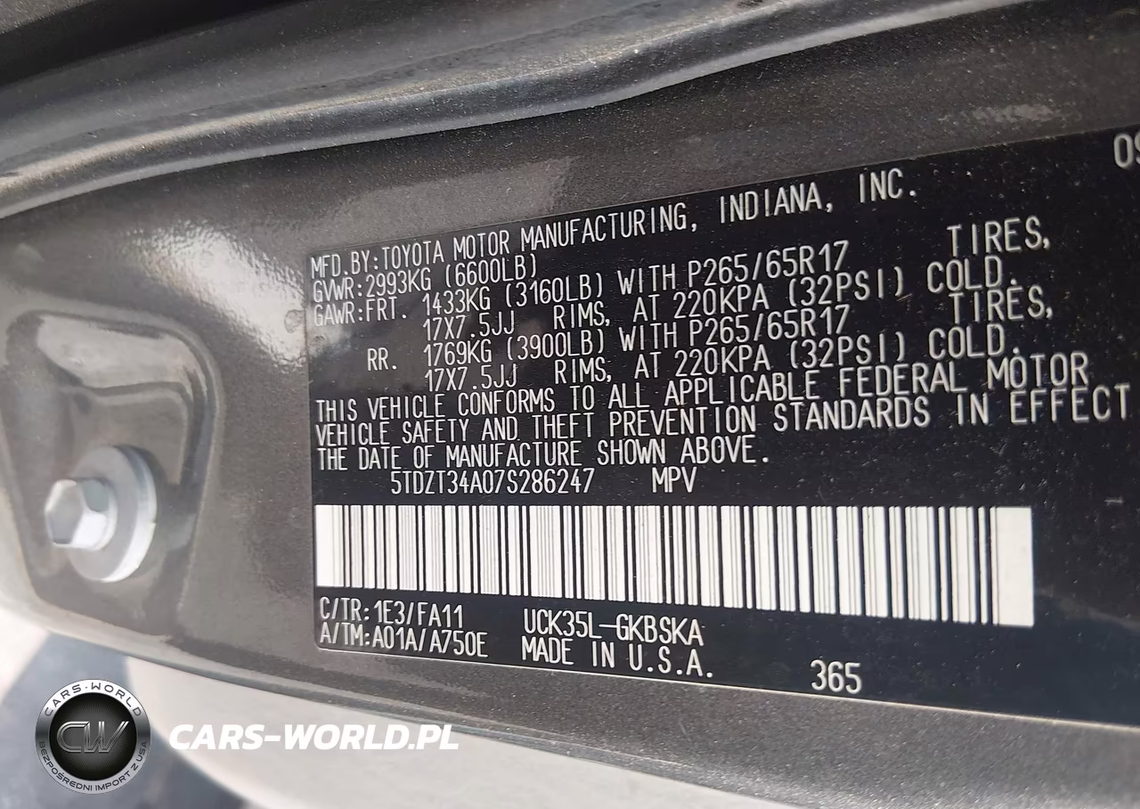 2007 Toyota Sequoia Sr5 VIN:5TDZT34A07S286247 - 9