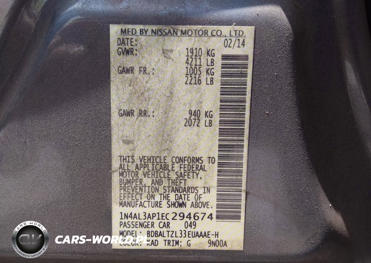 2014 Nissan Altima 2.5 Sv VIN:1N4AL3AP1EC294674 - 9