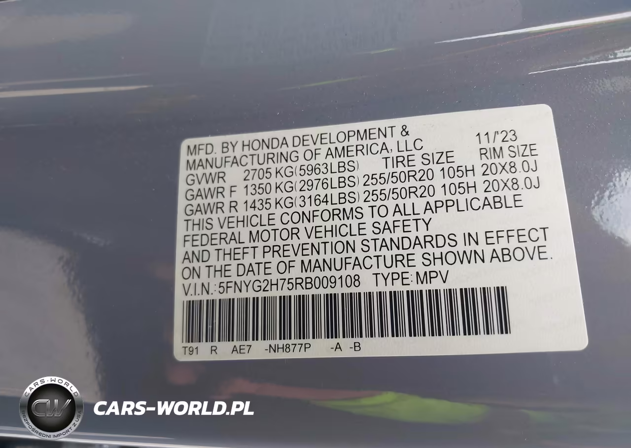 2024 Honda Pilot Touring VIN:5FNYG2H75RB009108 - 9