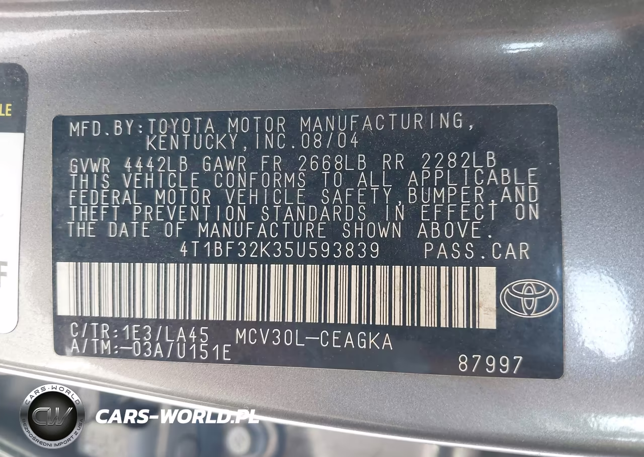 2005 Toyota Camry Xle V6 VIN:4T1BF32K35U593839 - 9