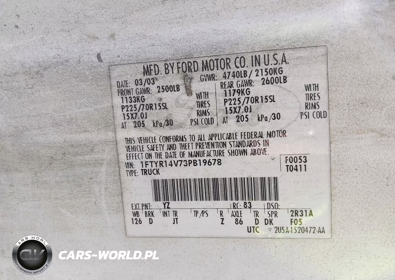 2003 Ford Ranger Edge-Tremor-Xl-Xlt VIN:1FTYR14V73PB19678 - 9