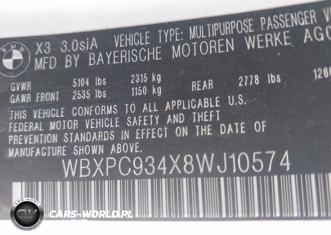 2008 BMW X3 3.0Si VIN:WBXPC934X8WJ10574 - 9