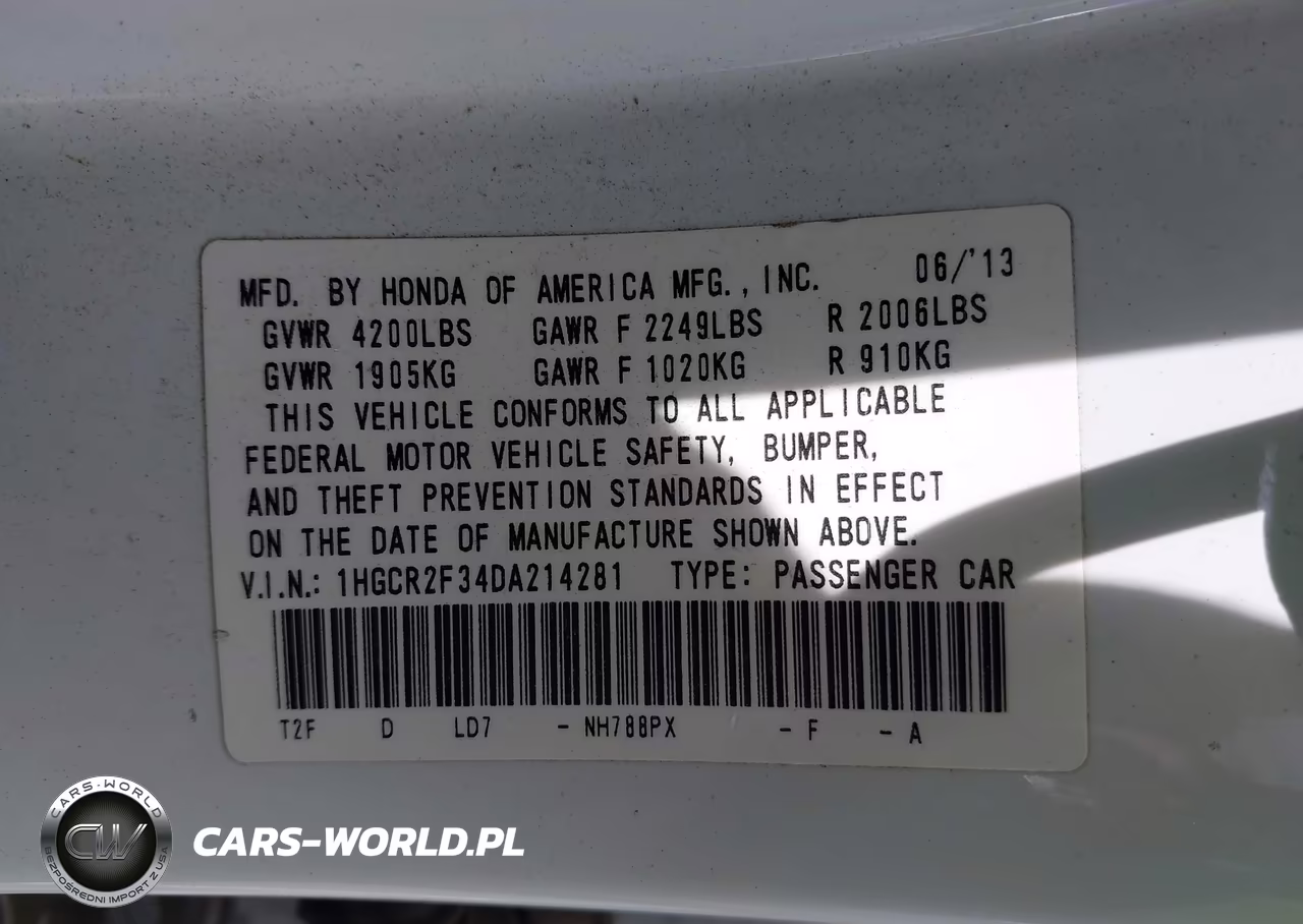 2013 Honda Accord Lx VIN:1HGCR2F34DA214281 - 9