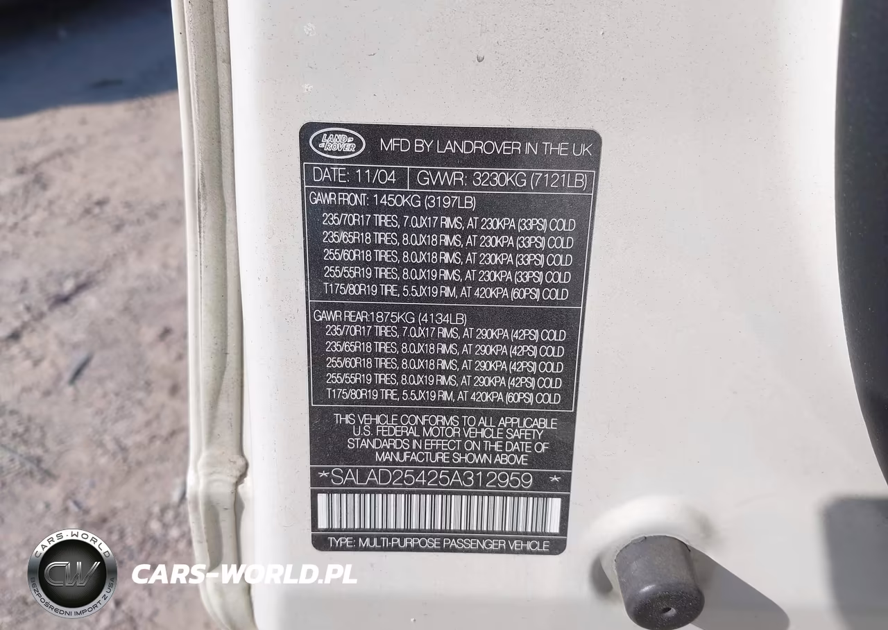2005 Land Rover Lr3 Se VIN:SALAD25425A312959 - 9