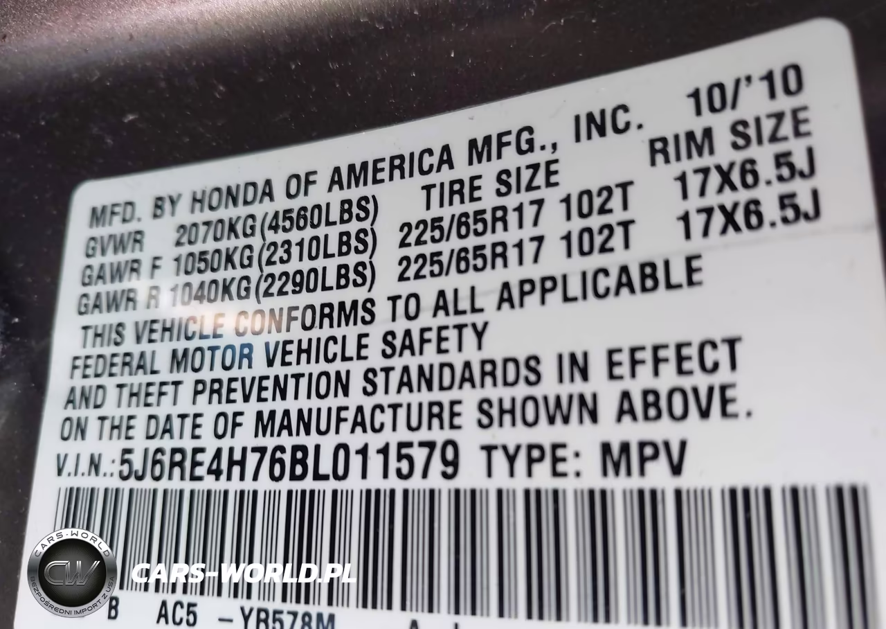 2011 Honda Cr-V Ex-L VIN:5J6RE4H76BL011579 - 9