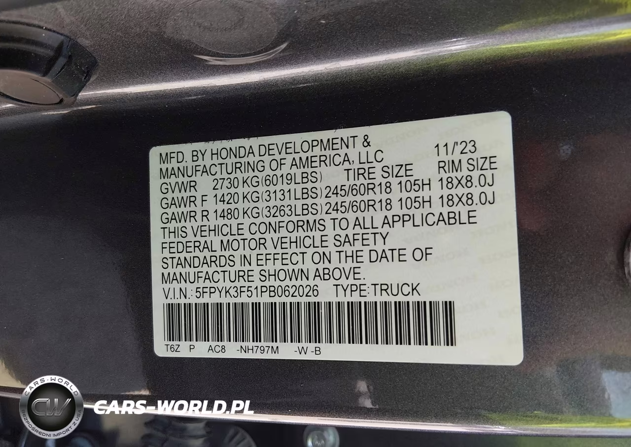 2023 Honda Ridgeline Rtl VIN:5FPYK3F51PB062026 - 9
