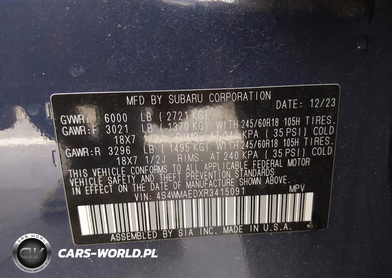2024 Subaru Ascent Premium 7-Passenger VIN:4S4WMAEDXR3415091 - 9