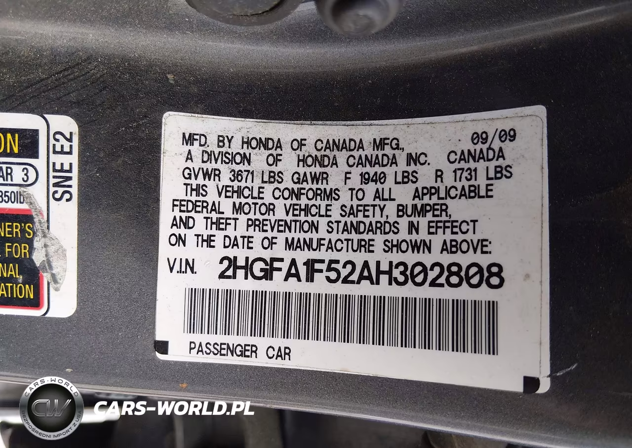 2010 Honda Civic Lx VIN:2HGFA1F52AH302808 - 9