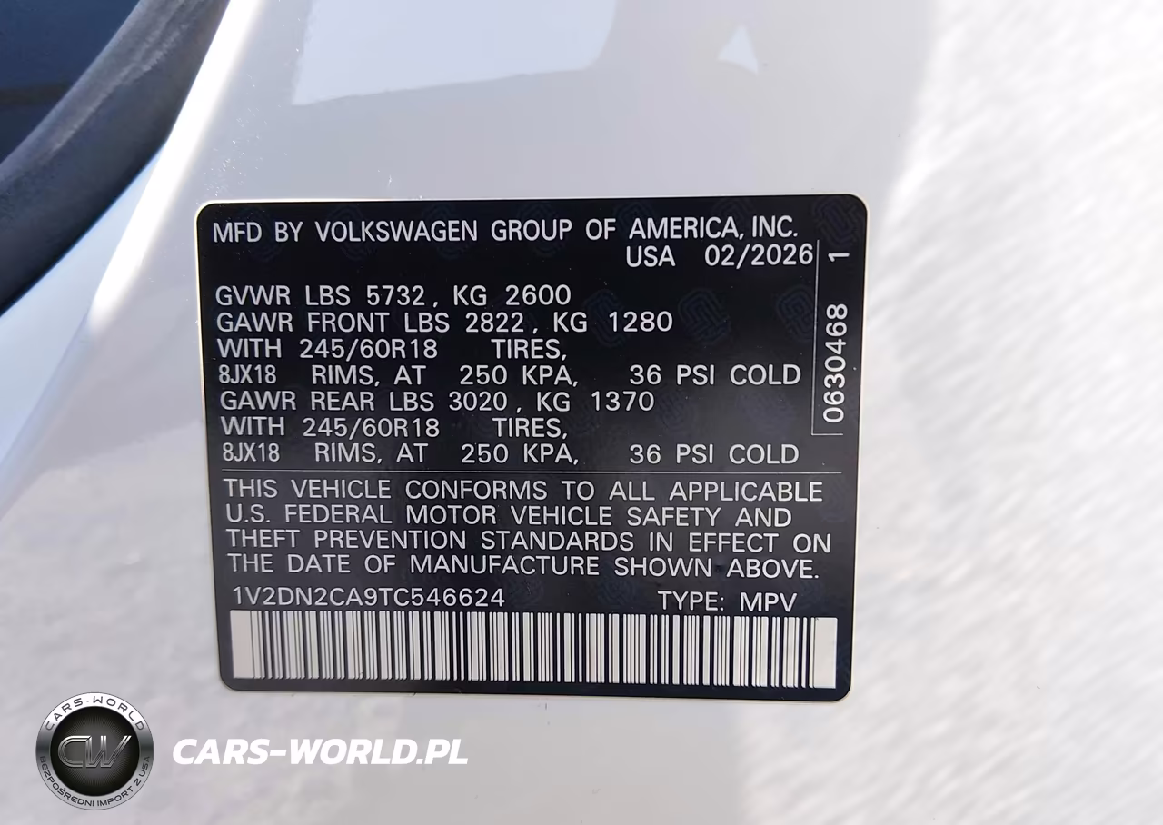 2026 Volkswagen Atlas Se VIN:1V2DN2CA9TC546624 - 9