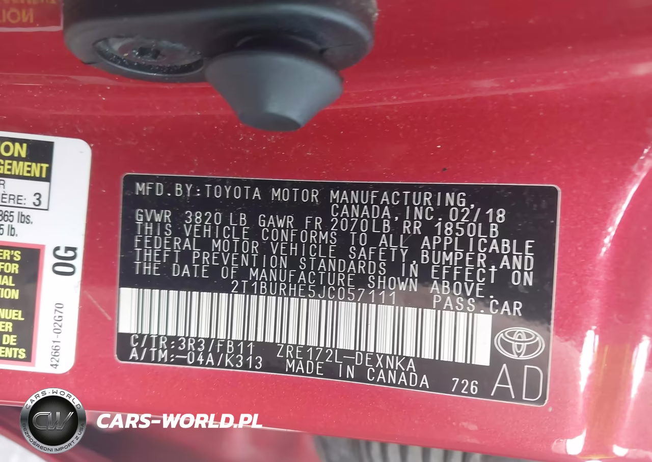 2018 Toyota Corolla Le VIN:2T1BURHE5JC057111 - 9