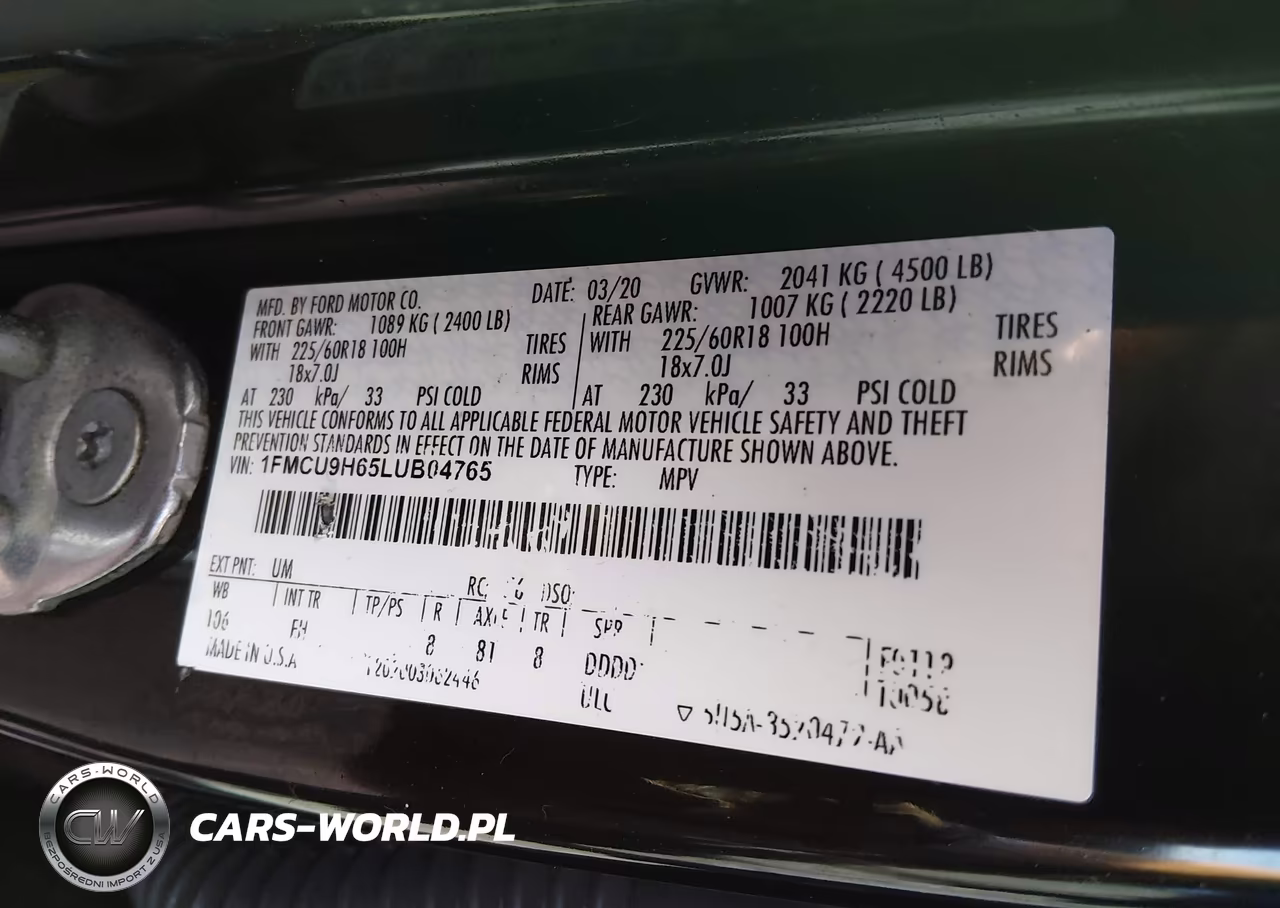 2020 Ford Escape Sel VIN:1FMCU9H65LUB04765 - 9