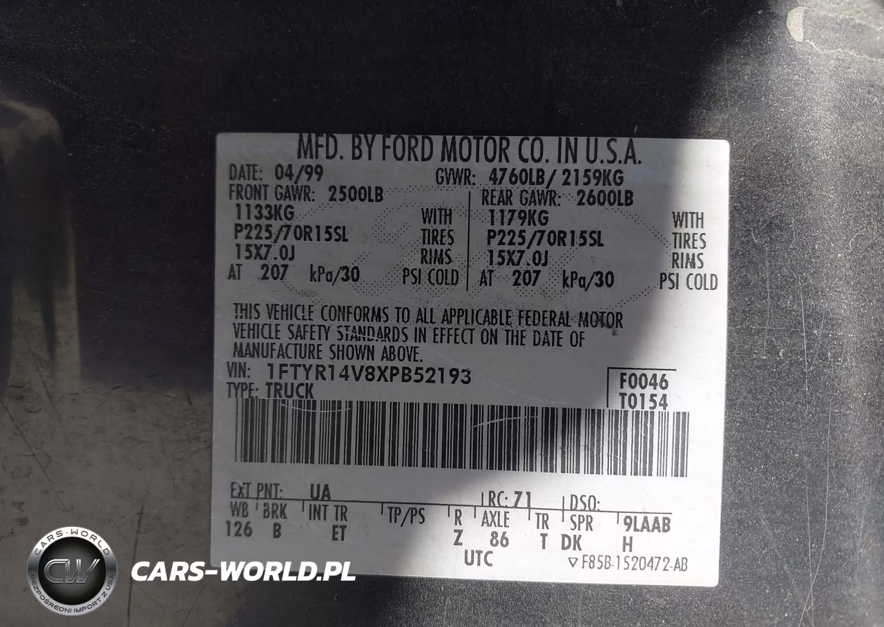 1999 Ford Ranger Xl-Xlt VIN:1FTYR14V8XPB52193 - 9