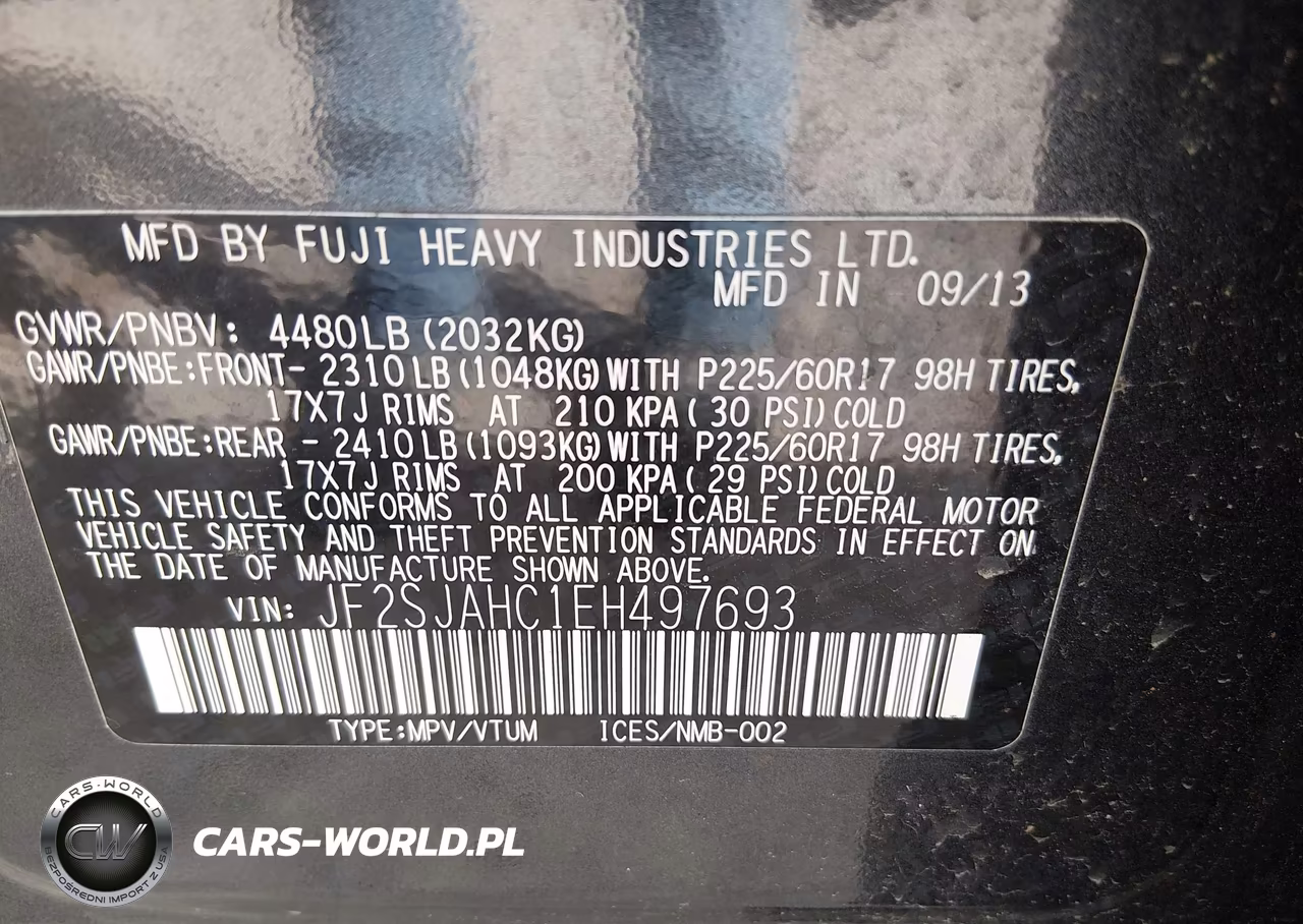 2014 Subaru Forester 2.5I Limited VIN:JF2SJAHC1EH497693 - 9