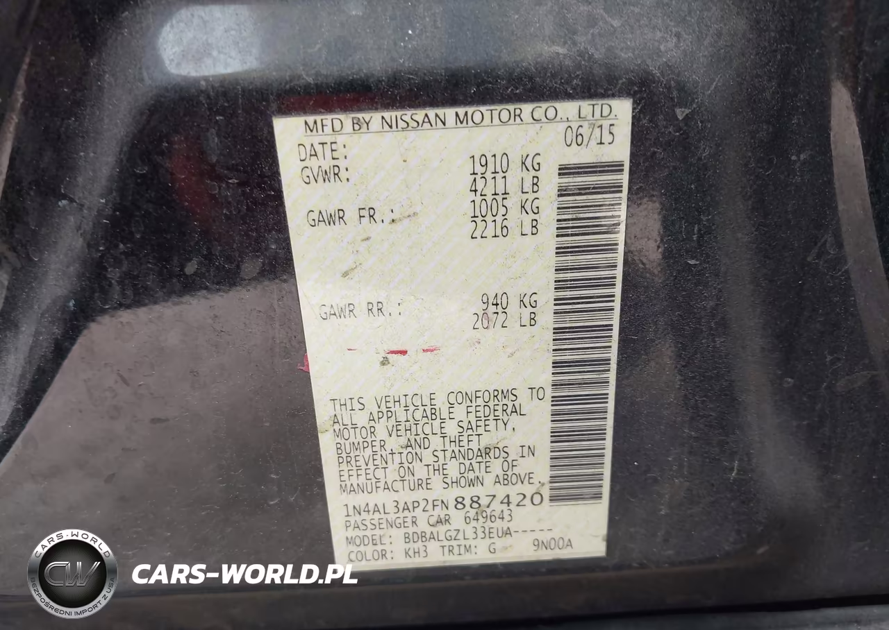 2015 Nissan Altima 2.5-2.5 S-2.5 Sl-2.5 Sv VIN:1N4AL3AP2FN887420 - 9