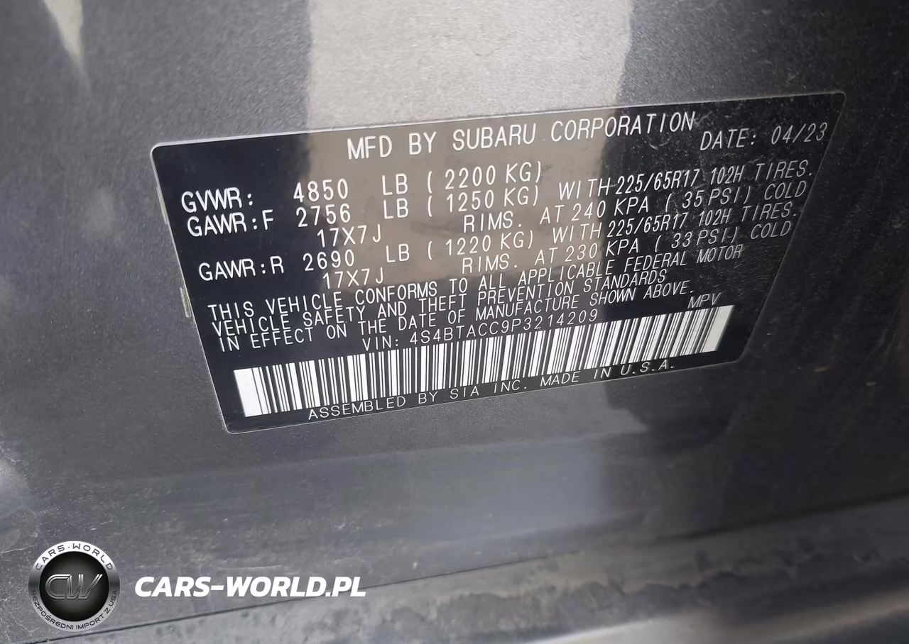 2023 Subaru Outback Premium VIN:4S4BTACC9P3214209 - 9