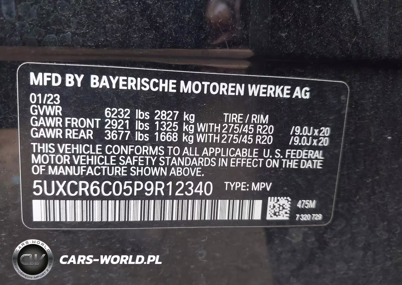 2023 BMW X5 xDrive40I VIN:5UXCR6C05P9R12340 - 9